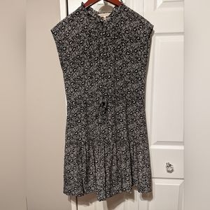 Rebecca Taylor floral cap sleeve drawstring waist mini dress